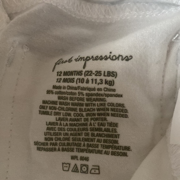 Baby Girl White Capris Size 12 Months - Picture 3 of 4